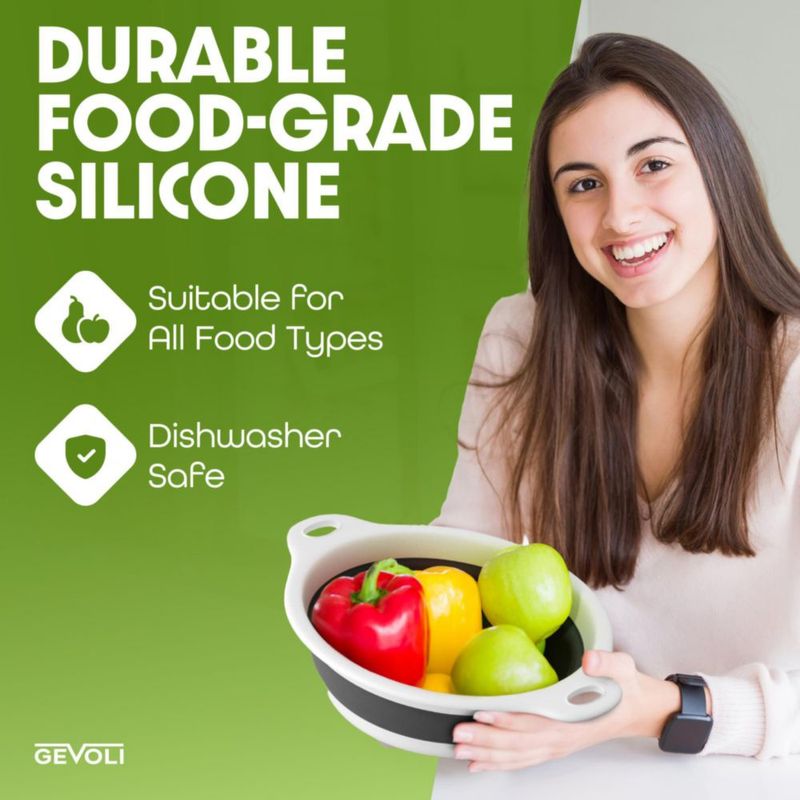 Colador de Alimentos Gevoli Plegable 4/5 Cuartos Blanco/Gris