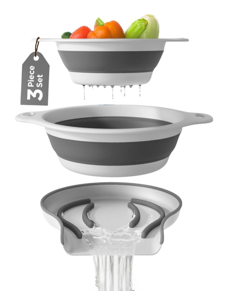 Colador de Alimentos Gevoli Plegable 4/5 Cuartos Blanco/Gris