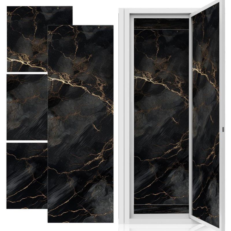 Vinilo decorativo magnético de mármol negro y dorado Gosodeny 30 cm – Pack de 6