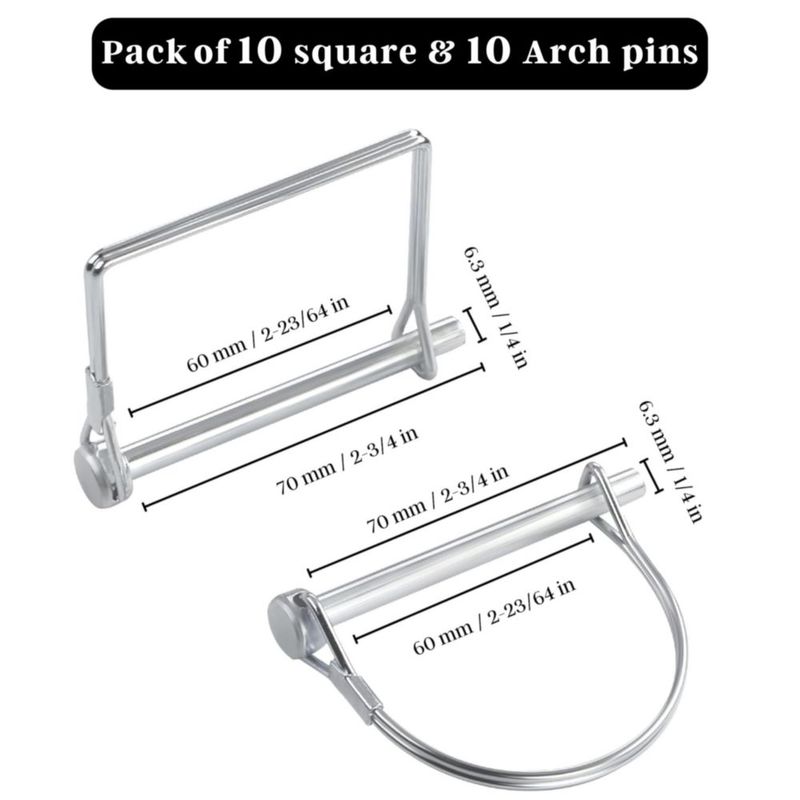 Pasador para remolque PINAILER 7 cm x 6 mm paquete de 20