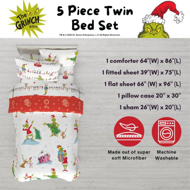 Juego de cama Franco Twin The Grinch de 5 piezas