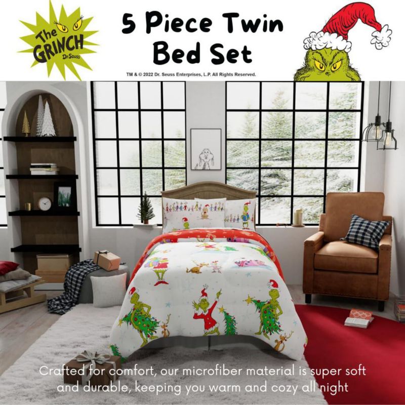 Juego de cama Franco Twin The Grinch de 5 piezas