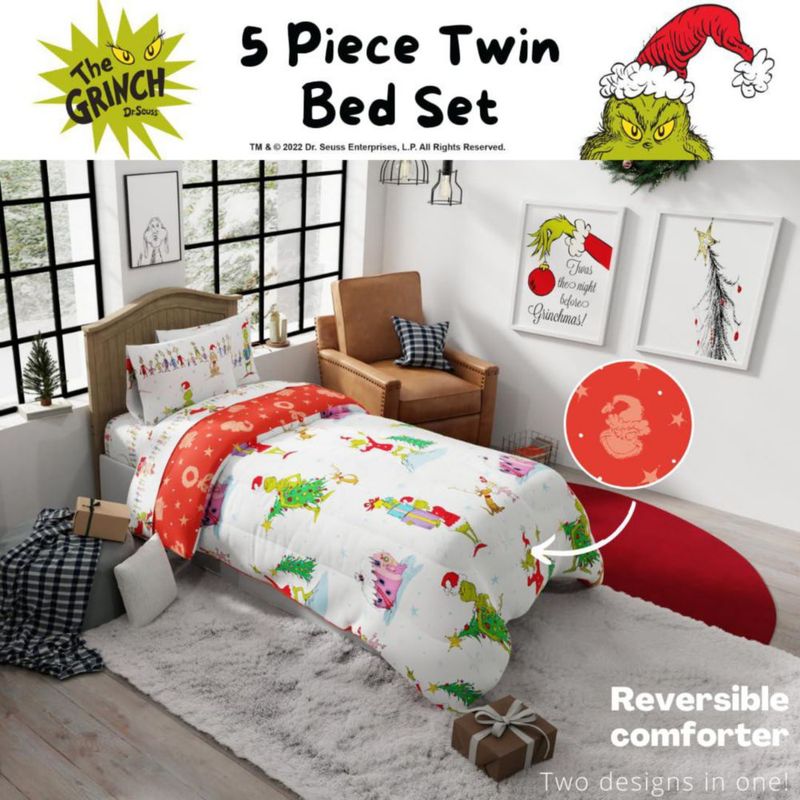 Juego de cama Franco Twin The Grinch de 5 piezas