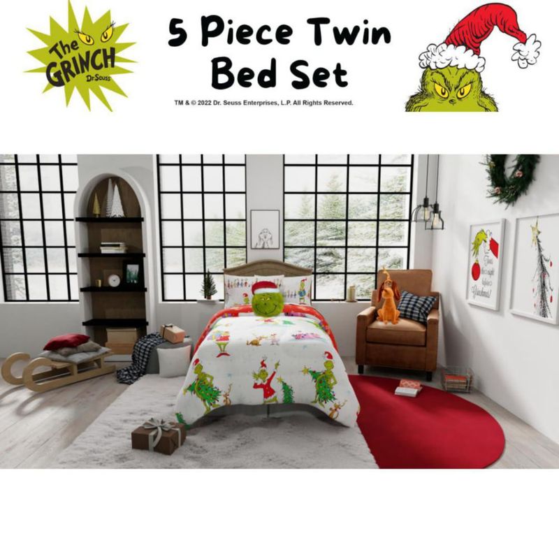 Juego de cama Franco Twin The Grinch de 5 piezas