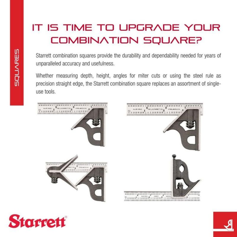 Escuadra combinada Starrett de 10 cm con cabeza de acero