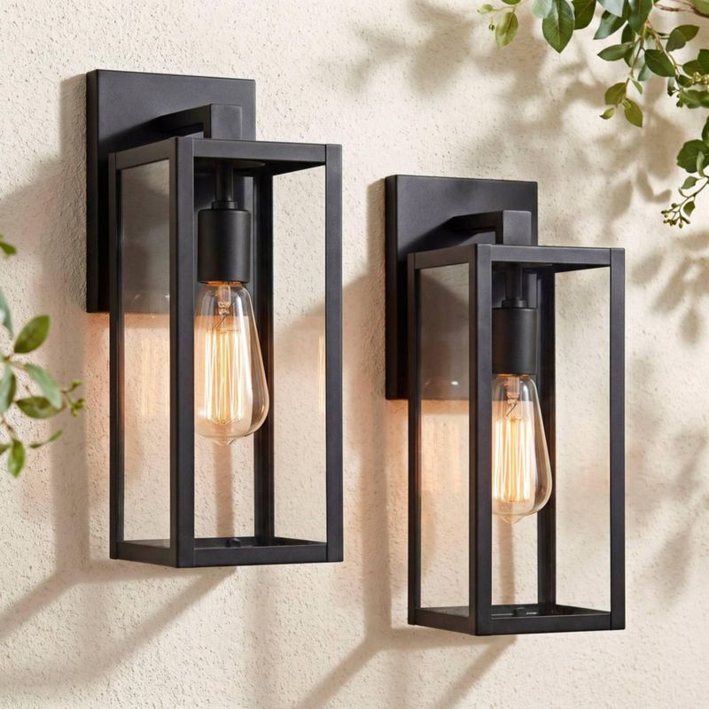 Luminaria exterior John Timberland negra de 36 cm (paquete de 2)