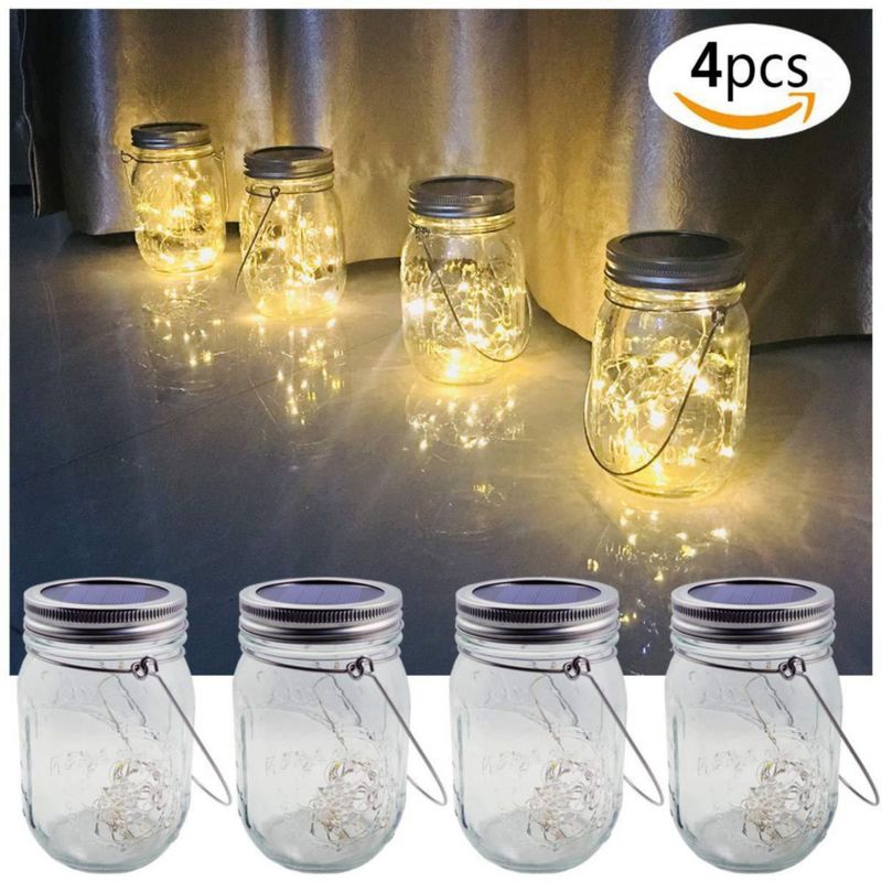 Luces solares para frascos Aubasic – Pack de 4 impermeables 30 LED