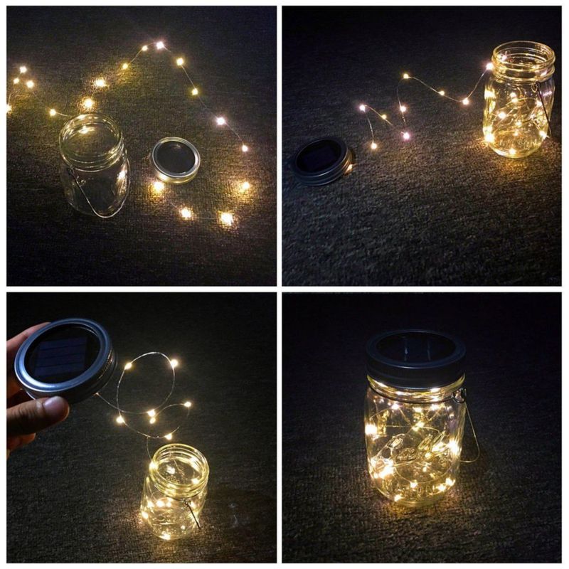 Luces solares para frascos Aubasic – Pack de 4 impermeables 30 LED