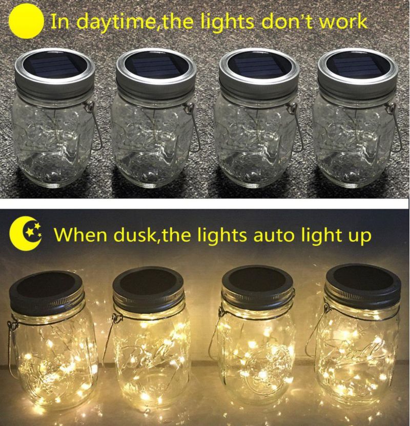 Luces solares para frascos Aubasic – Pack de 4 impermeables 30 LED