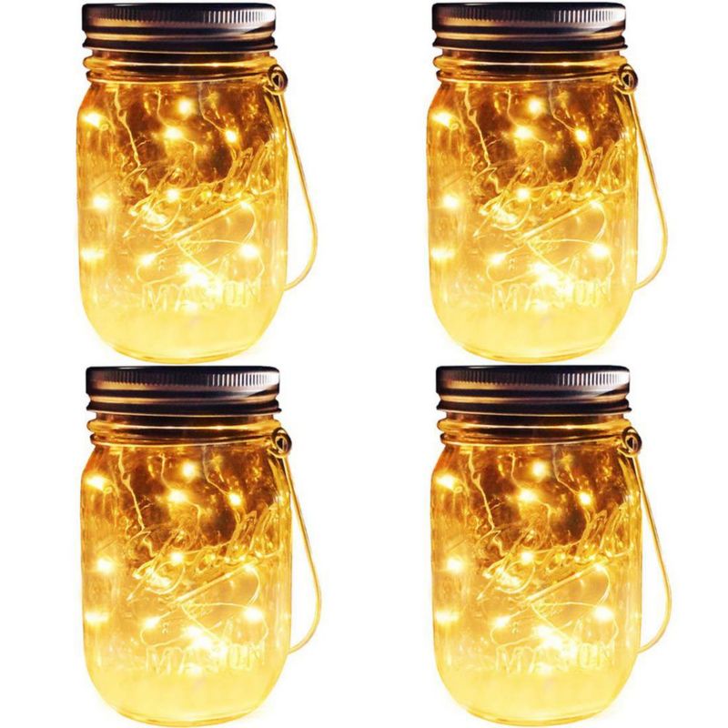 Luces solares para frascos Aubasic – Pack de 4 impermeables 30 LED