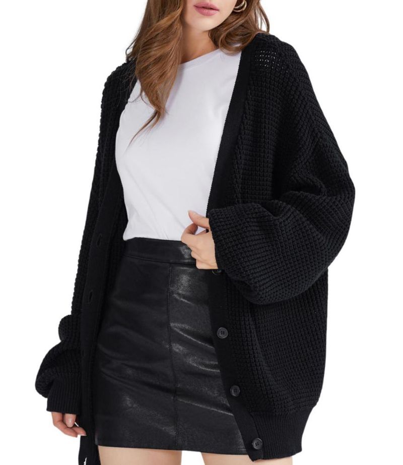 Suéter Cárdigan Oversized de Algodón QUALFORT
