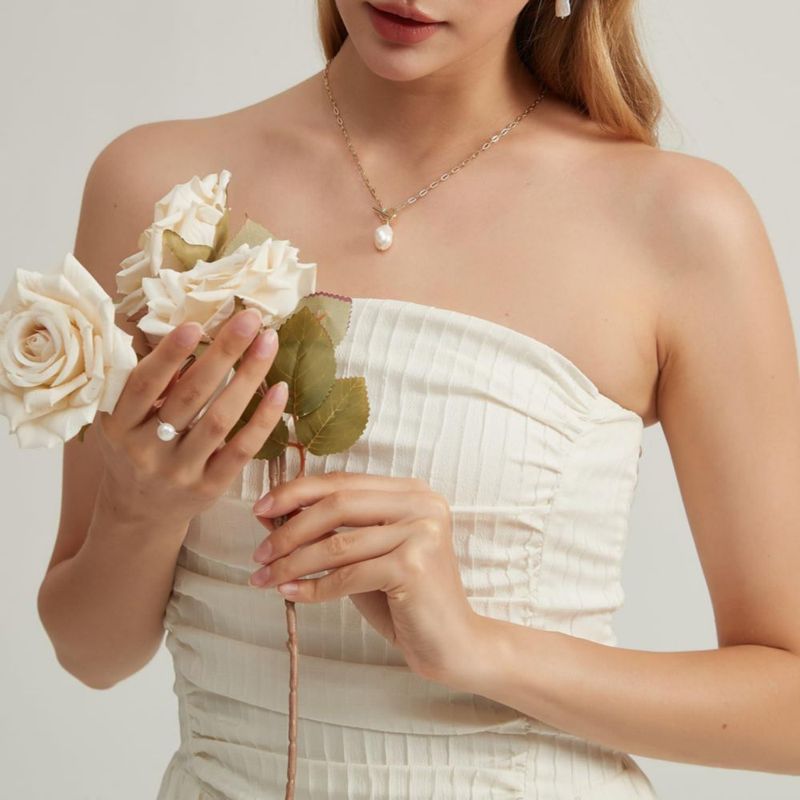 Collar Zoesky de Perla 45 cm Chapado en Oro y Plata