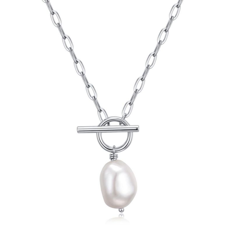 Collar Zoesky de Perla 45 cm Chapado en Oro y Plata