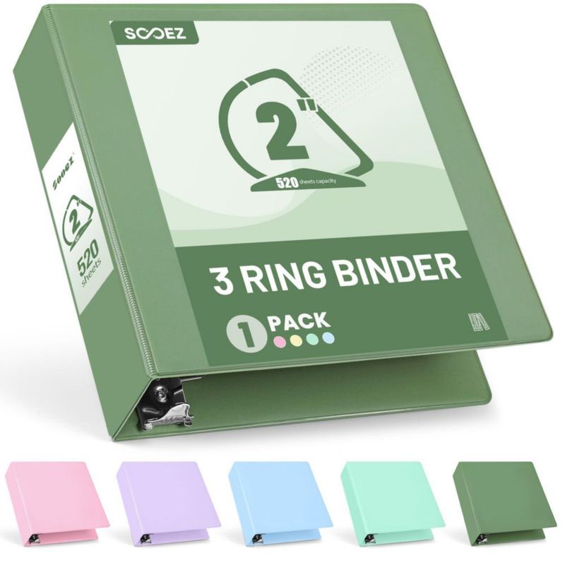 Carpeta de anillas Sooez 5 cm D tipo D verde oliva 85 x 11 pulgadas