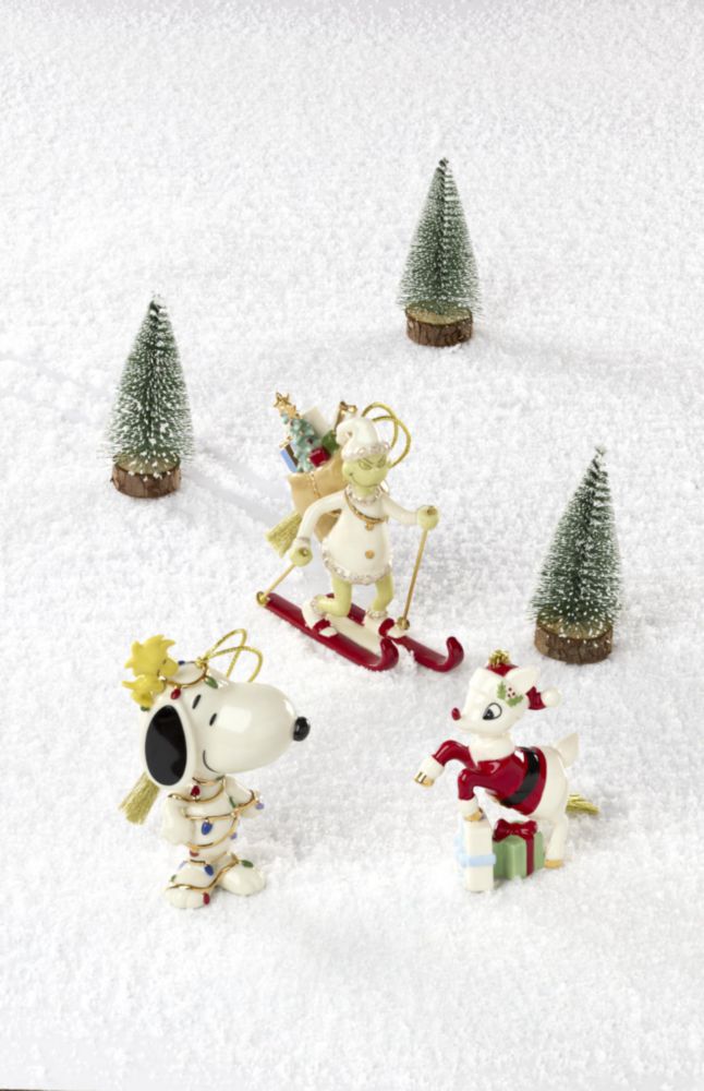Adorno Lenox Snoopy Enredado en Luces de Porcelana
