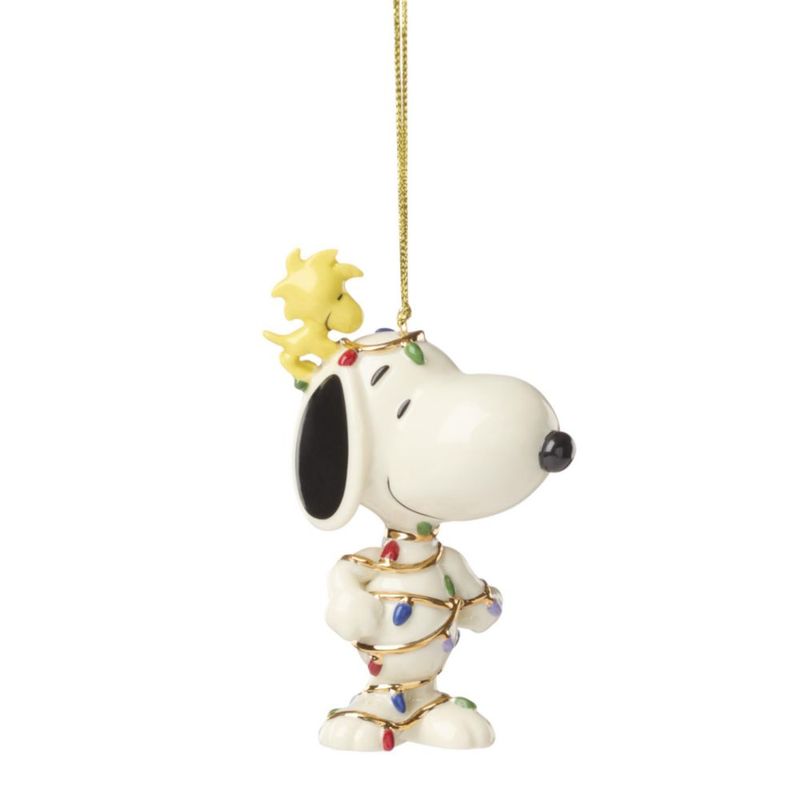 Adorno Lenox Snoopy Enredado en Luces de Porcelana