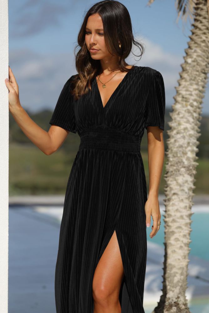 Vestido Maxi de Terciopelo Negro Maxigerui – Talla M