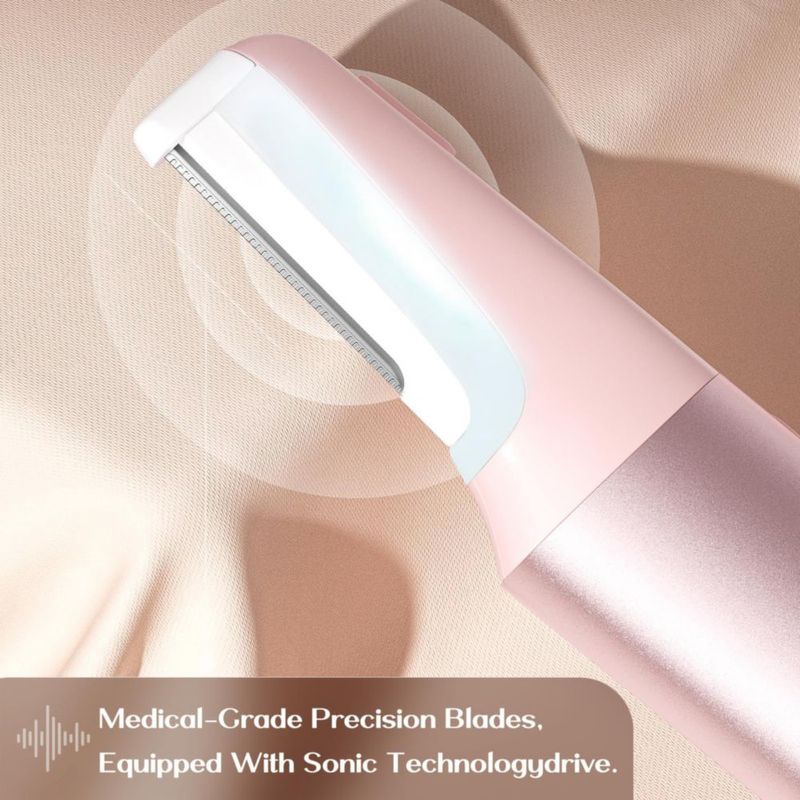 Rasuradora eléctrica facial WLU Dermaplane vello de melocotón rosa pastel