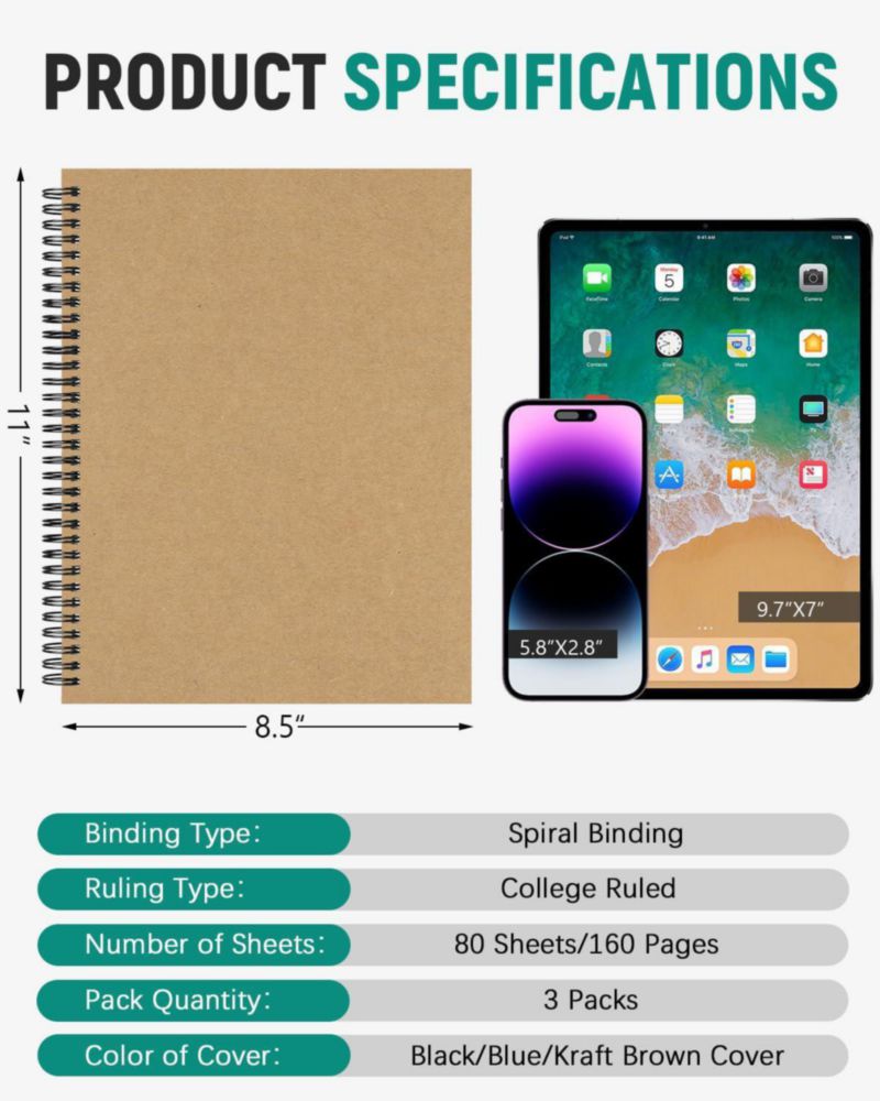 Cuadernos Dynta Pack de 3 22 × 28 cm 160 páginas rayadas