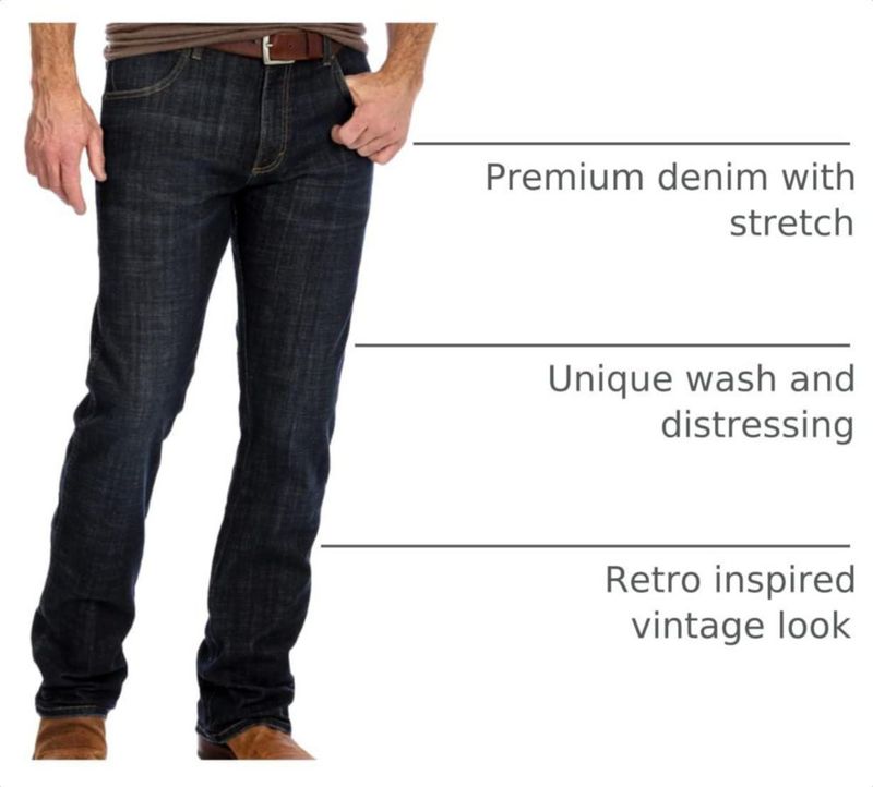 Pantalones vaqueros Wrangler Retro Slim 34W x 86 cm Corte Bota