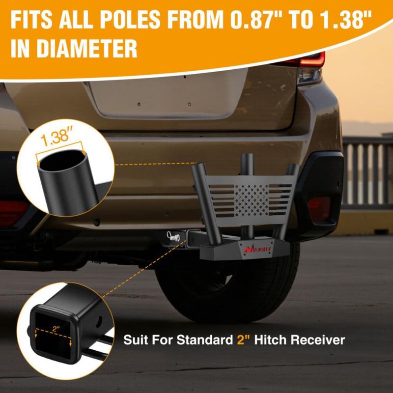 Soporte para banderas Nilight de 2" para receptor triple de enganche