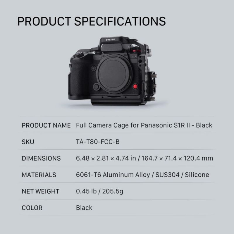 Jaula para cámara Tilta Panasonic S1RII/S1II/S5II/G9II - Negro