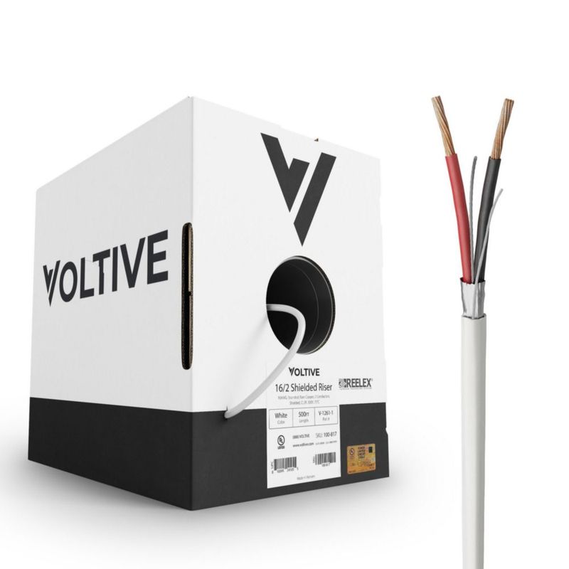 Cable de bajo voltaje Voltive 16AWG blindado 1525 m blanco