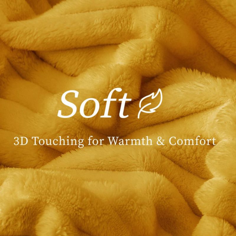 Manta BEDELITE Twin 152 cm Amarillo Mostaza con Textura de Costilla 3D