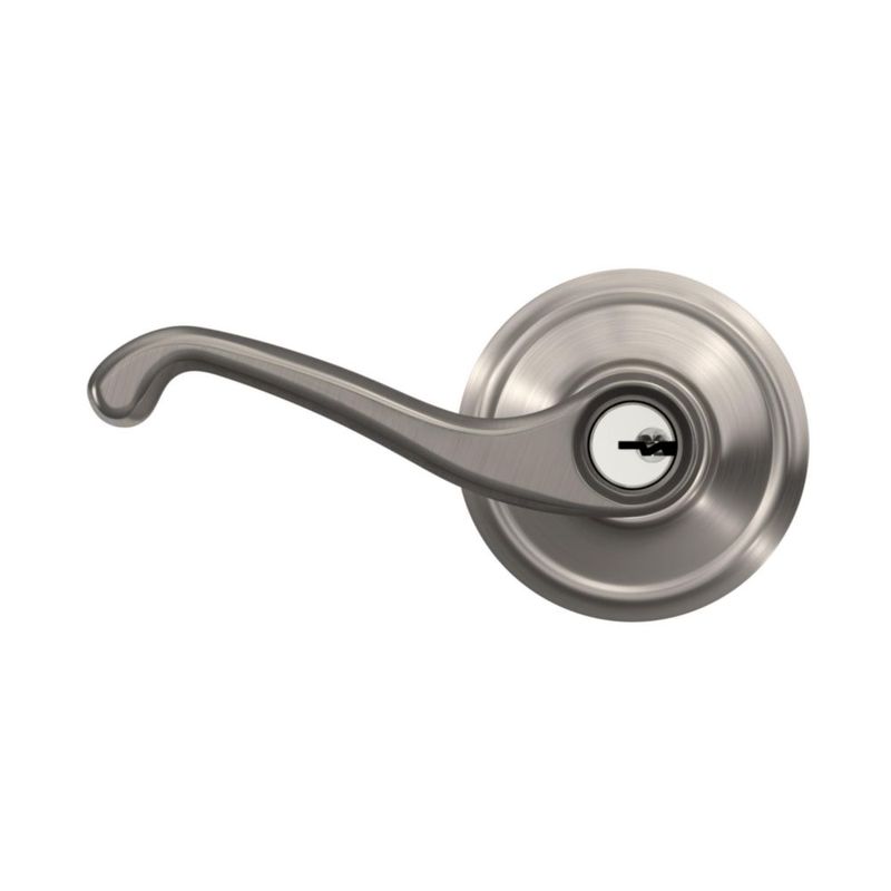 Manija de puerta SCHLAGE Flair con llave acabado níquel satinado
