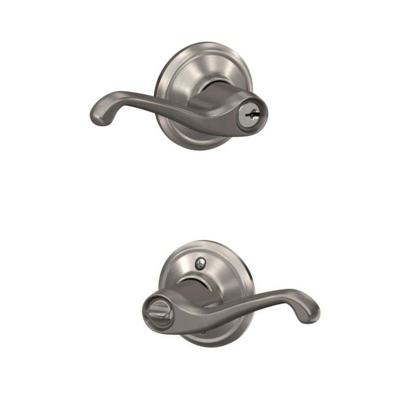 Manija de puerta SCHLAGE Flair con llave acabado níquel satinado