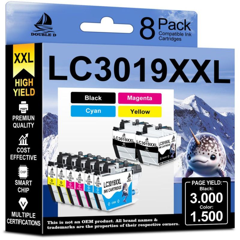 Cartuchos de tinta DOUBLE D LC3019 XXL compatibles para Brother