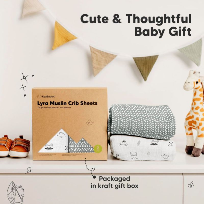 Sábana ajustable para cuna KeaBabies 52 × 28 cm (2 unidades) Muselina Nordic