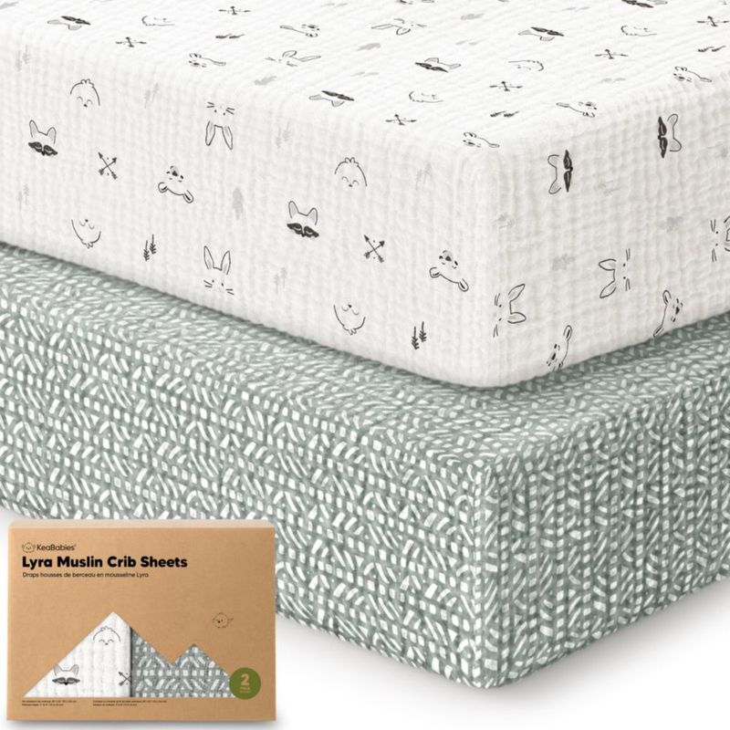 Sábana ajustable para cuna KeaBabies 52 × 28 cm (2 unidades) Muselina Nordic