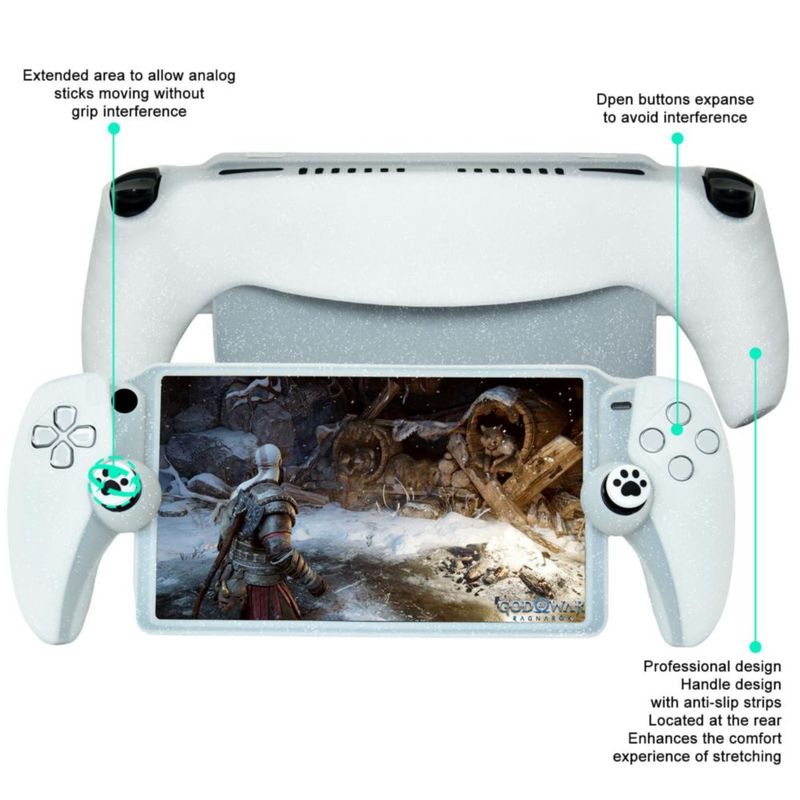 Funda HLRAO Glitter White para PS Portal + Agarraderas para Pulgar