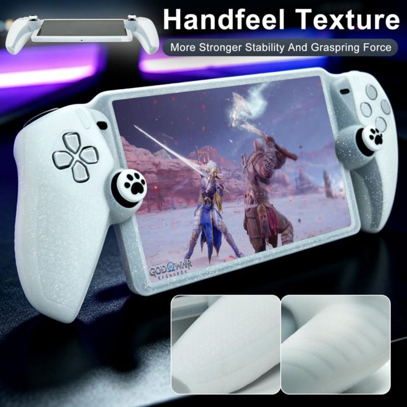 Funda HLRAO Glitter White para PS Portal + Agarraderas para Pulgar