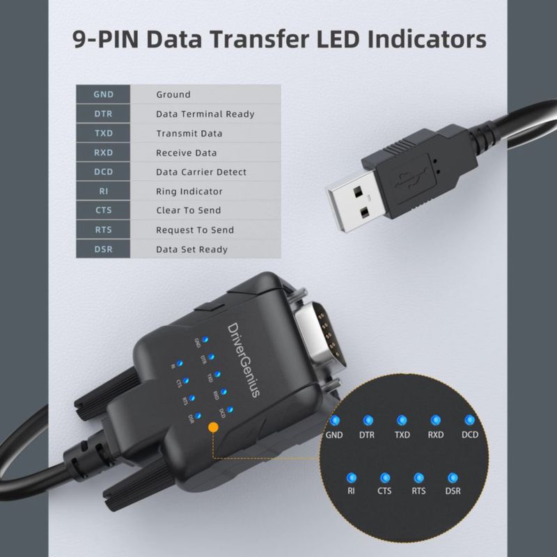 Adaptador USB a Serial DriverGenius 2 unidades con 9 LED