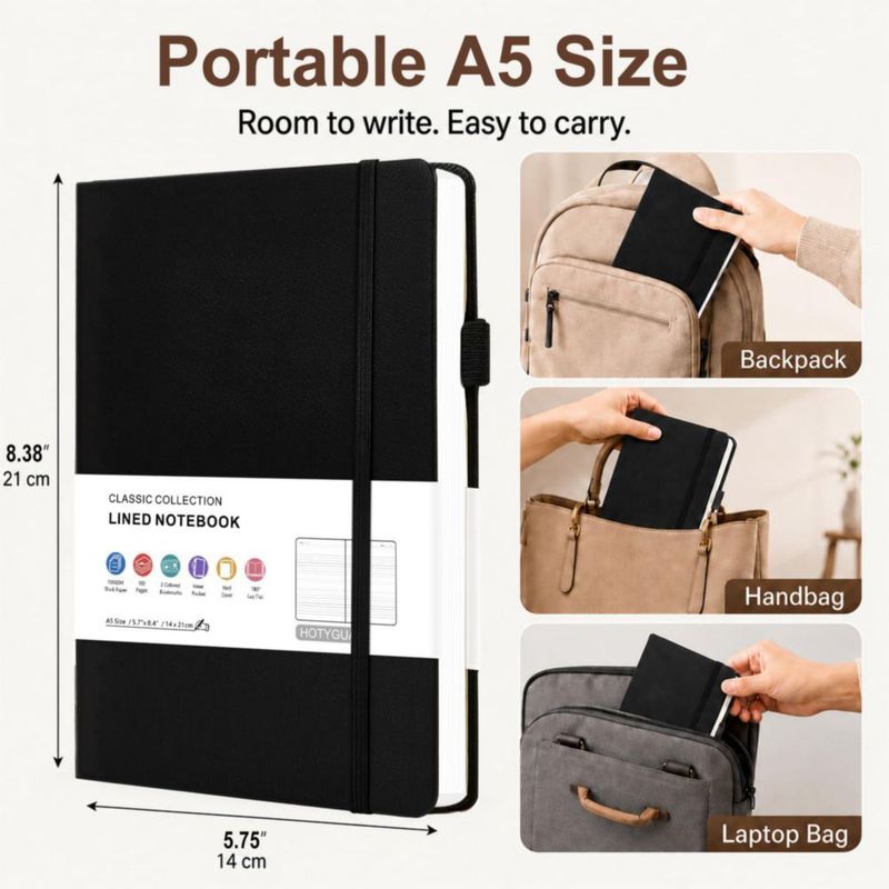 Juego de 3 cuadernos A5 HOTYGUAL 160 págs. rayado 100 GSM