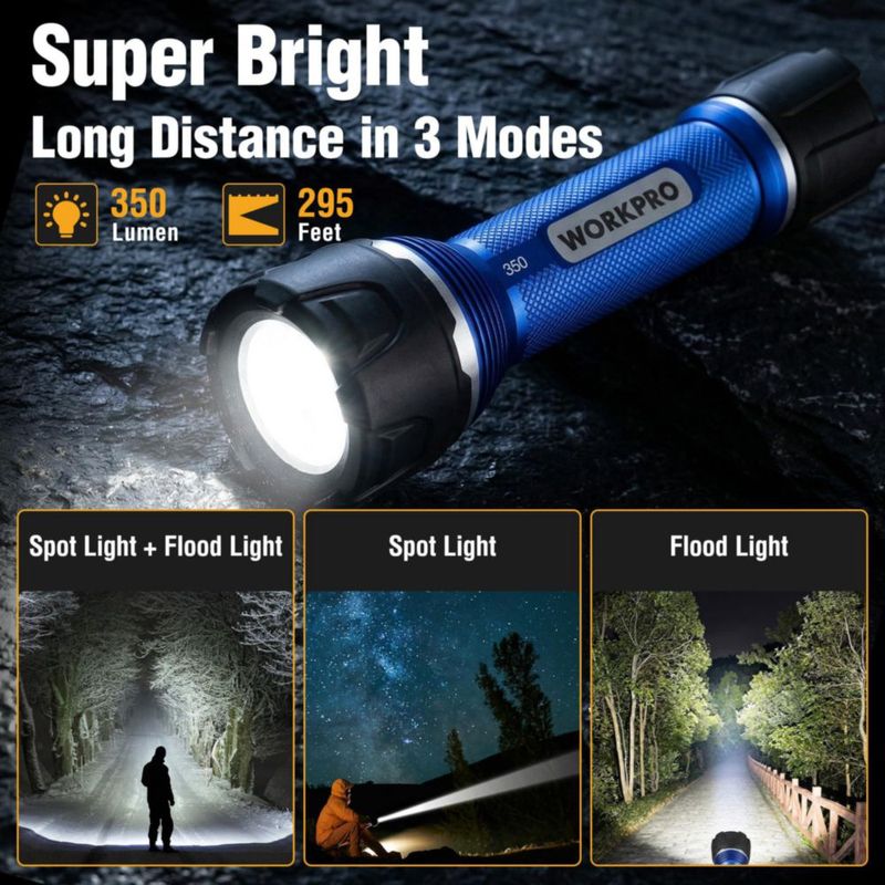 Linterna WORKPRO LED Recargable Impermeable IPX7