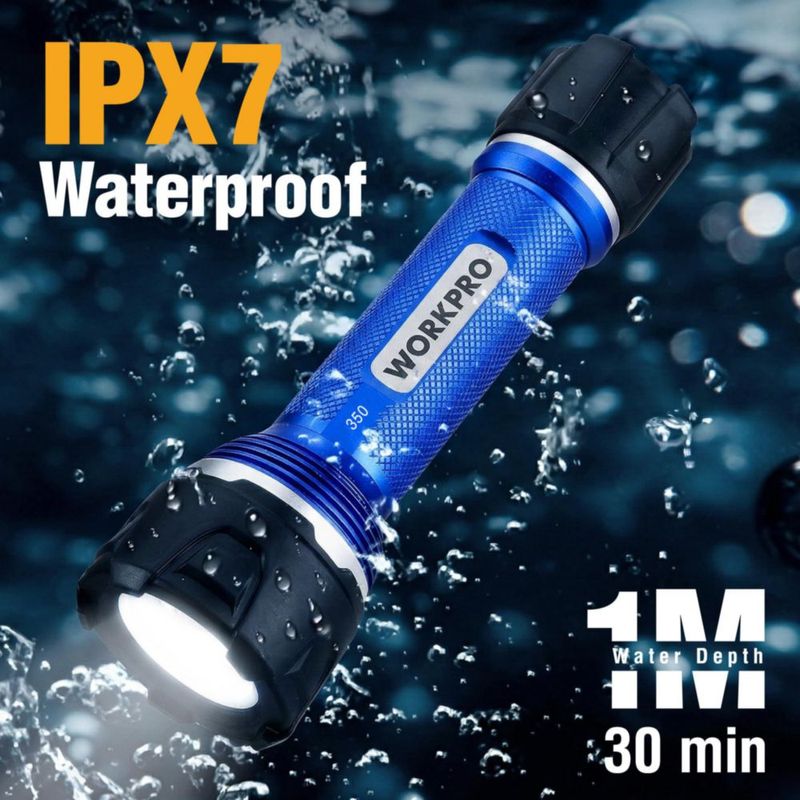 Linterna WORKPRO LED Recargable Impermeable IPX7