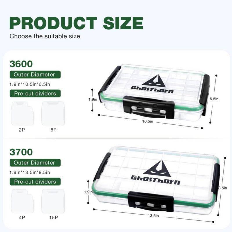 Caja de pesca Ghosthorn 3700 para almacenamiento de señuelos - Pack de 3 impermeable