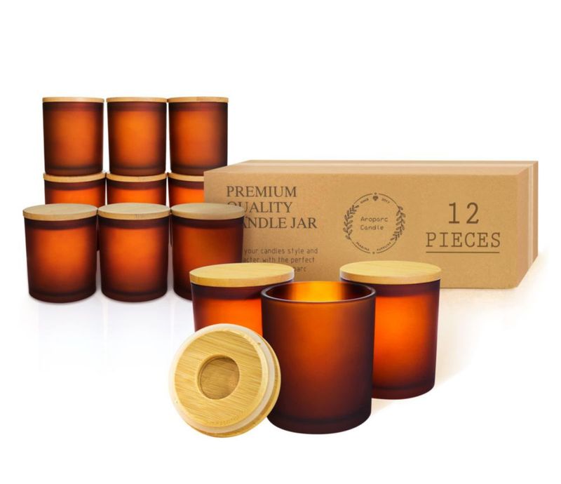 Tarros para velas Aroparc pack de 12 283 ml marrón esmerilado