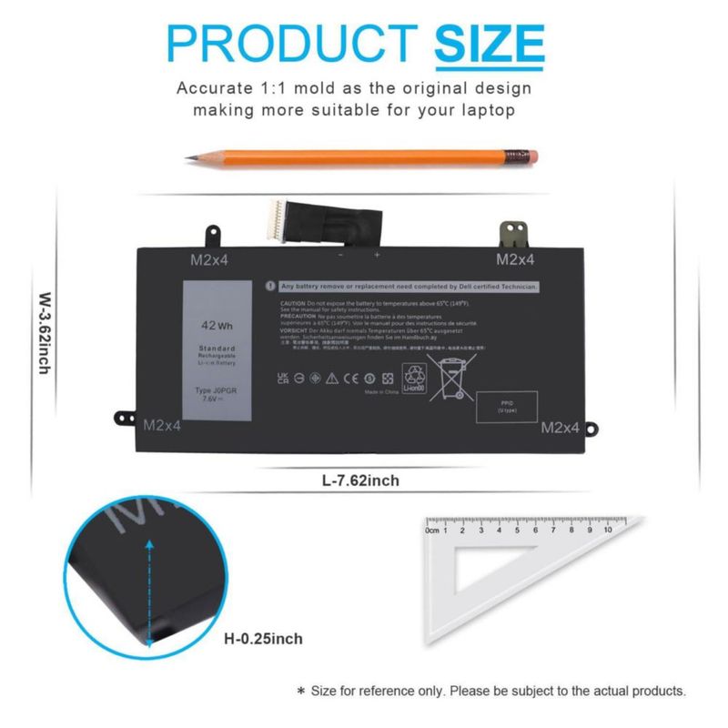 Batería de portátil Emanjor 42Wh 76V J0PGR para Dell Latitude
