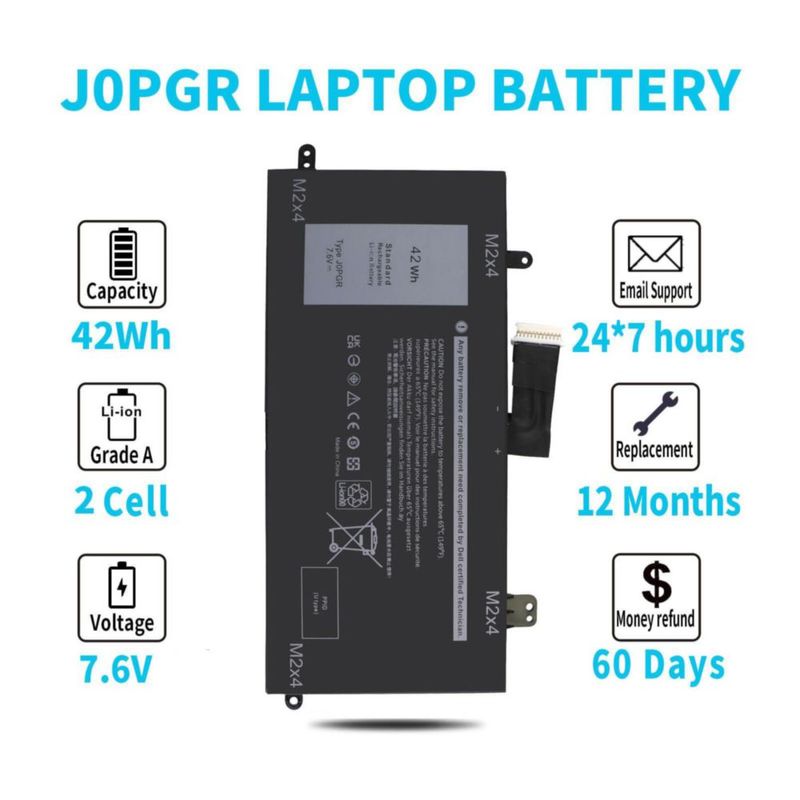 Batería de portátil Emanjor 42Wh 76V J0PGR para Dell Latitude