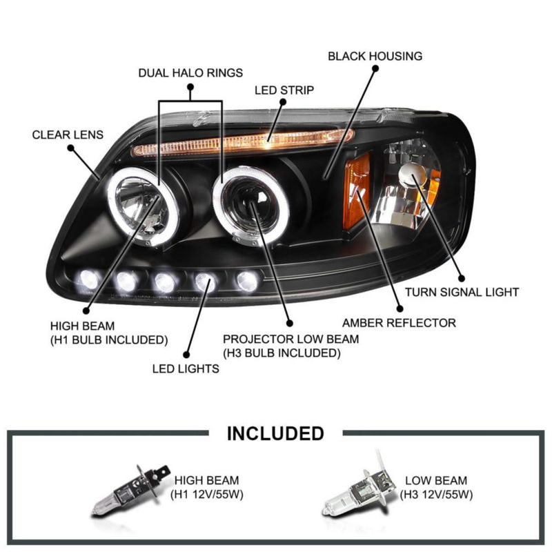Faros LED Doble Halo Negro SPEC-D TUNING