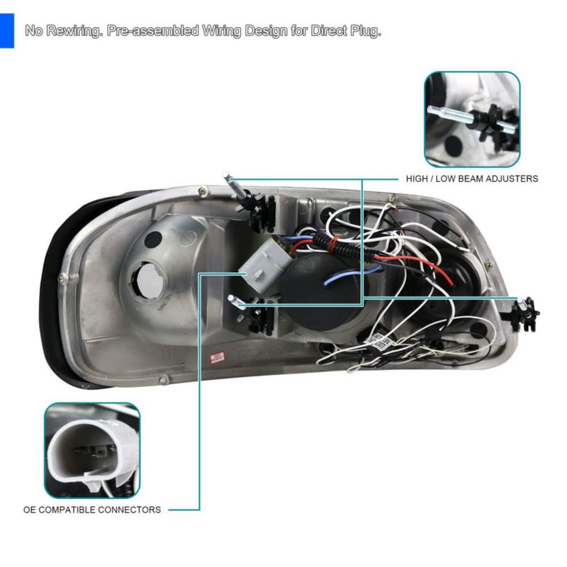 Faros LED Doble Halo Negro SPEC-D TUNING