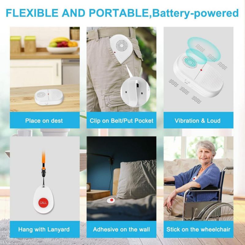 Pulsador para cuidadores CallToU con 4 botones y 2 receptores