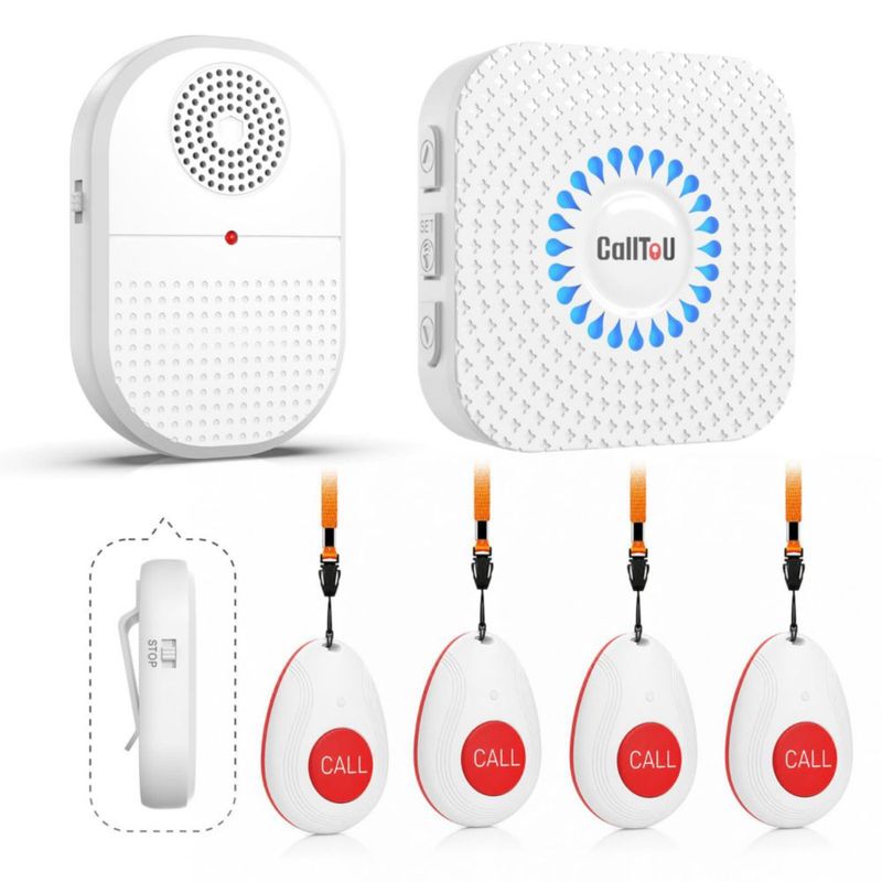 Pulsador para cuidadores CallToU con 4 botones y 2 receptores