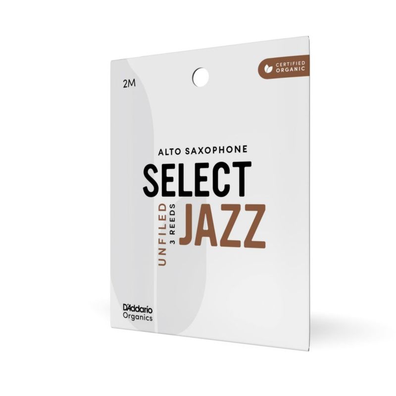 Cañas para saxofón alto D'Addario Organic Jazz sin ranurar 2M (paquete de 3)