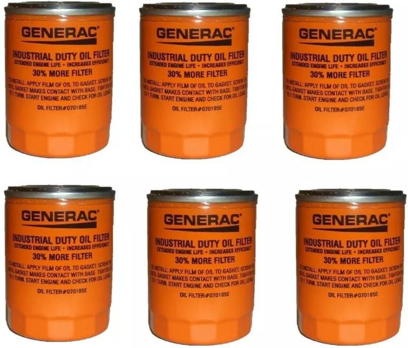 Filtro de aceite powmx - paquete de 6 compatible con Generac 070185E