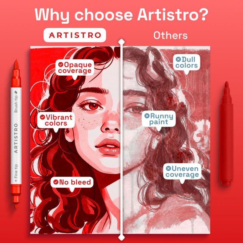 Marcadores de pintura ARTISTRO 24 tonos rojos de doble punta